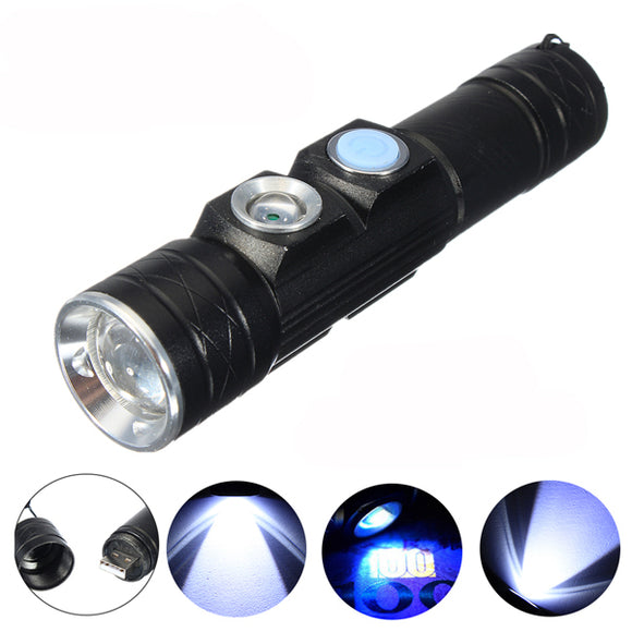 Elfeland XP-E 5Modes USB Rechargeable Mini LED Flashlight With UV Light