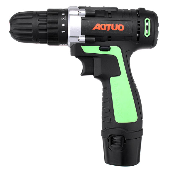 AOTUO 12V Li-Ion Cordless Power Drills Driver Rechargeable Screwdriver 1 Speed LED light