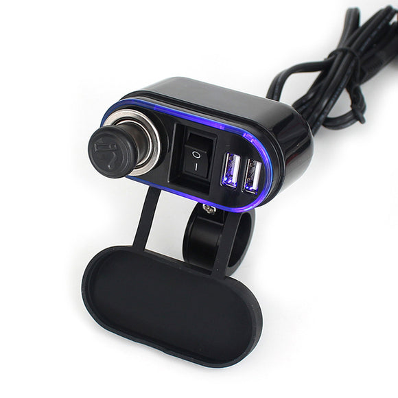 12/24V Waterproof Dual USB Ports Cigarette Lighter Charger 5V 2.1A/1A For Motorcycle Car Boat
