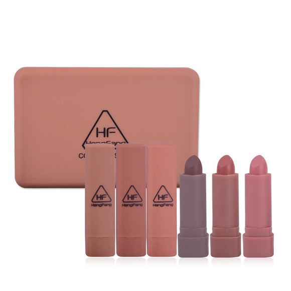 6Pcs/set Matte Lip Stick Moisturizing Waterproof Lip Rouge Crayon Lipsticks Pumpkin Color