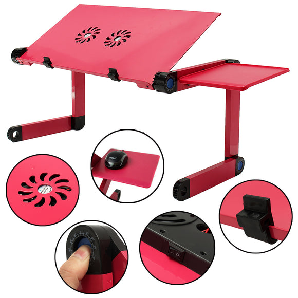 Aluminum Alloy 360 Degree Adjustable Folding Computer Laptop Desk with Cooling Fans