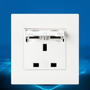 Excellway KI01 250V 13A UK Plug Dual USB Port Wall Charger  Adapter Socket