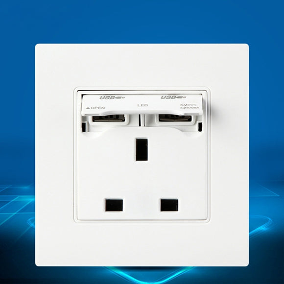 Excellway KI01 250V 13A UK Plug Dual USB Port Wall Charger  Adapter Socket