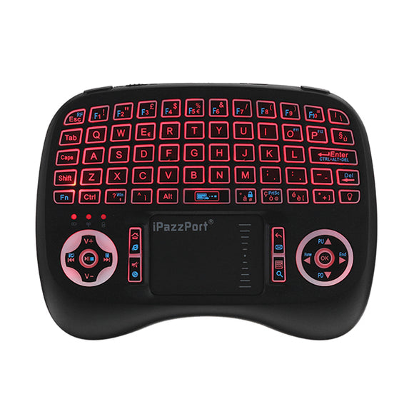 iPazzPort KP-810-21T-RGB Italian Three Color Backlit Mini Keyboard Touchpad Airmouse