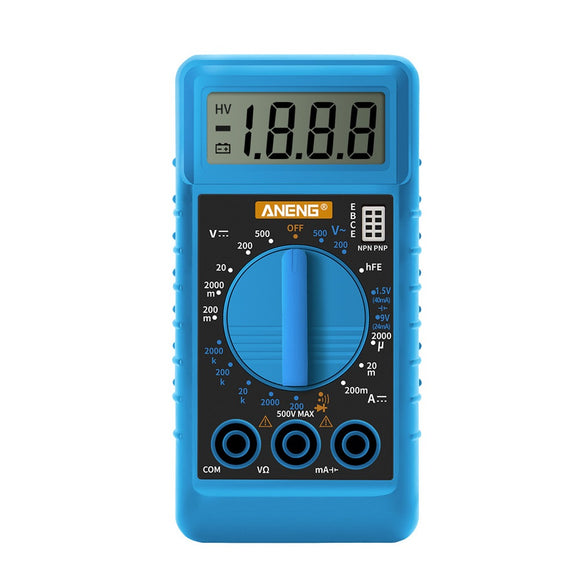 ANENG DT812 Mini Digital Multimeter with Buzzer Overload protection Pocket Voltage Ampere Ohm Meter DC AC LCD Portable Blue