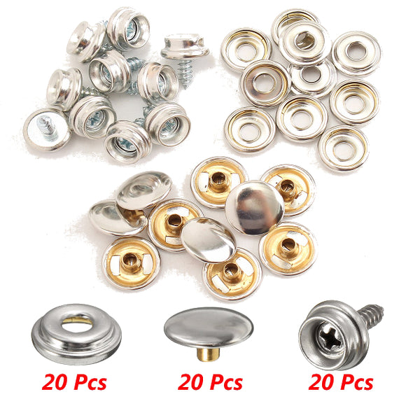 20Set Stainless Steel 3/8 Inch Boat Cover Canopy Fittings Fastener Snap