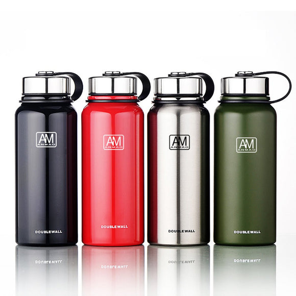 1100ml Outdoor Portable Vacuum Insulated Water Bottle Double Walled Stainless Steel Drinking Cup Sports Travel