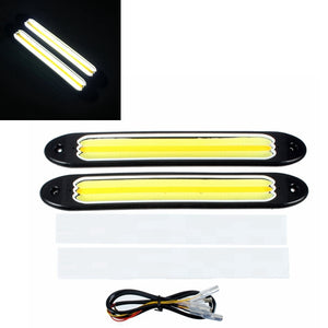 2pcs Waterproof LED Car White COB Daytime Running &Amber Turn Signal Light