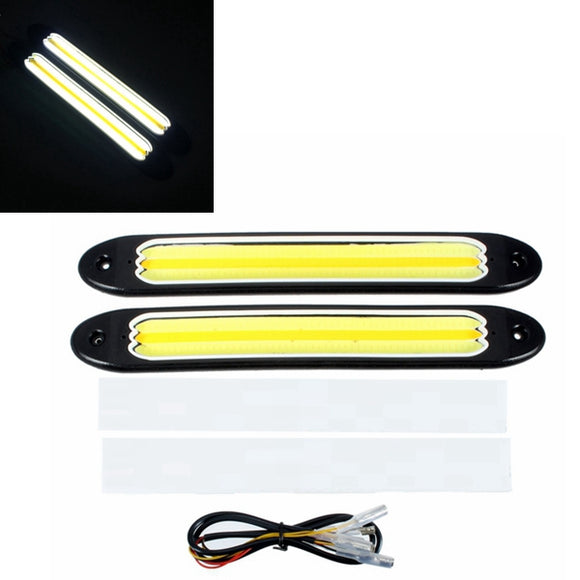 2pcs Waterproof LED Car White COB Daytime Running &Amber Turn Signal Light