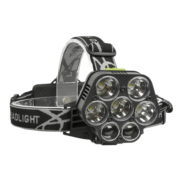 XANES 2507 1900LM 2XPE+5T6 7LED 6 Modes USB Charging 4 Colors Light Headlamp 18650 Battery