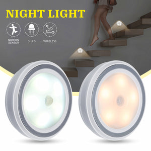 5 LED Wireless PIR Auto Motion Sensor Infrared Night Light Cabinet Stair 1-10PCS