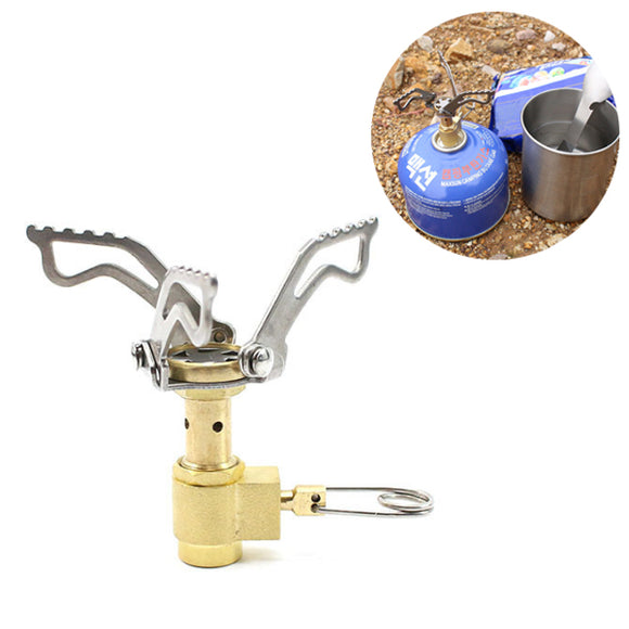 IPRee Mini Camping Stove Outdoor BBQ Picnic Cooking Stove Portable Ultralight Brass Folding Gas