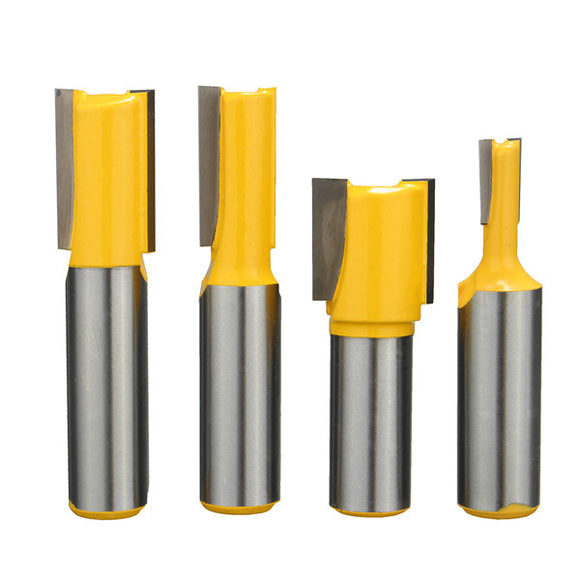 4pcs 1/2 Inch Shank Undersized Dado Door Router Bits Set Two Flutes Woodworking Cutter