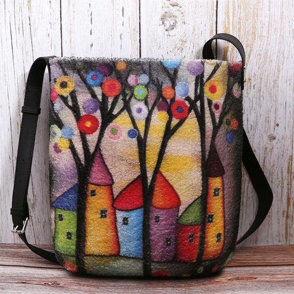 Women Special Colorful DIY Lamb Hair Bag Crossbody Bag For Daily Outdoor