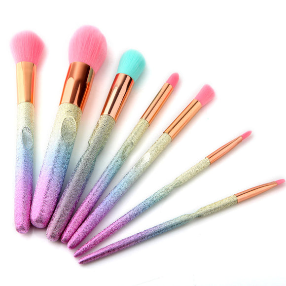 7Pcs Gradient Colorful 3D Makeup Brushes Blush Powder Foundation Beauty Tools Kits