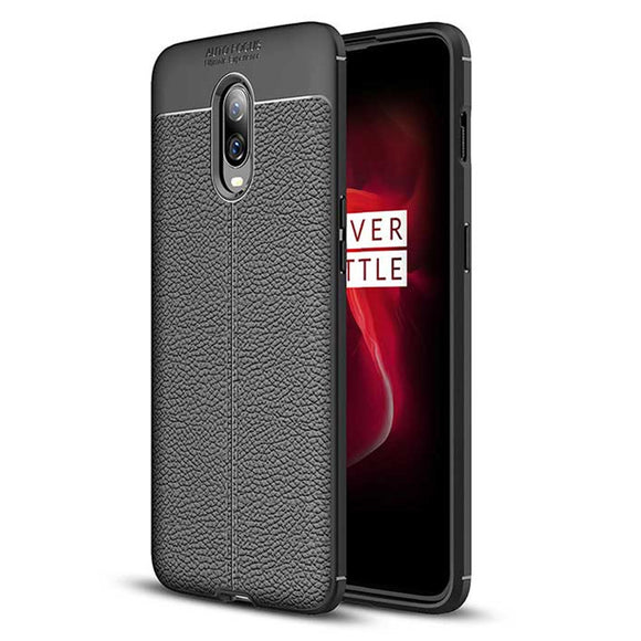 Bakeey Litchi Pattern Shockproof Soft TPU Back Cover Protective Case for OnePlus 6T