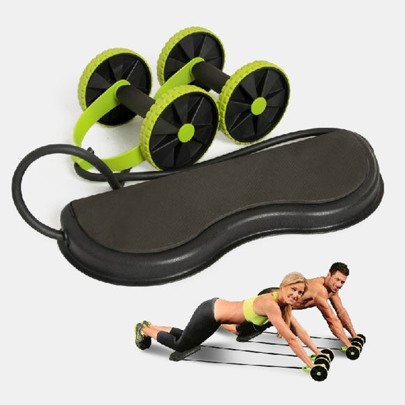 Multifunctional Abdominal Wheel Double Wheel Puller Muscle Roller Pull RopeAutomatic Rebound Sports Equipment