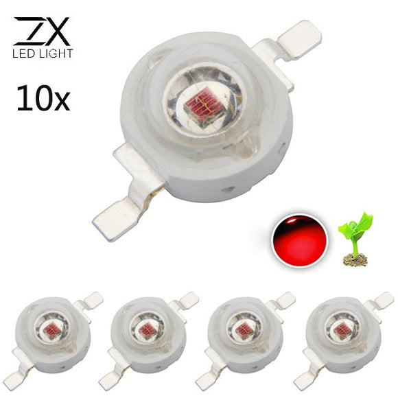 ZX 10pcs 1W 660nm Red Light Plant Growing DIY LED Lamp Chip Garden Greenhouse Seedling Lights