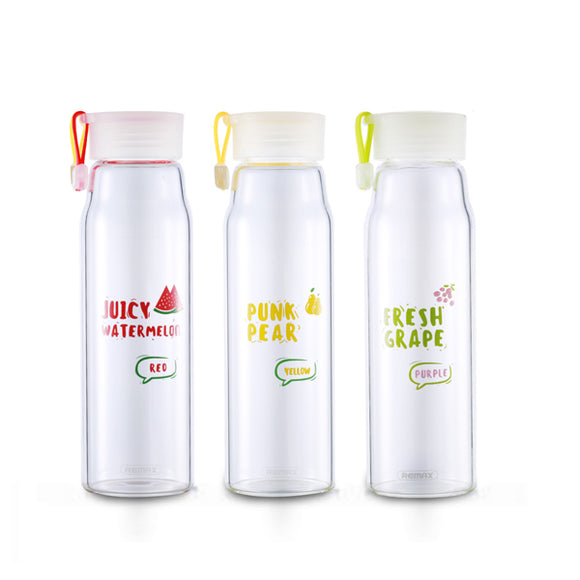 REMAX 400ml High Borosilicate Glass Leakproof Water Bottle Outdoor Sport Fruit Juice Beverage Cup