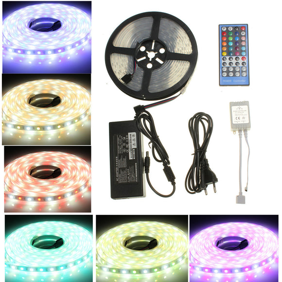 SOLMORE 5M 60W 5A 5050 300LEDs RGBW Waterproof Strip Light with 40 Keys Remote Control DC12V