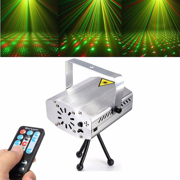 Silver Mini R&G Auto/Voice  DJ Disco LED Laser Stage Light Projector Remote