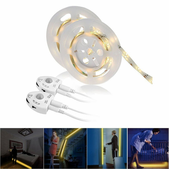 1PC/2PCS 1.2M Dinmmable Motion Sensor 2835 Waterproof LED Strip Light Set for Bed Wardrobe Kitchen