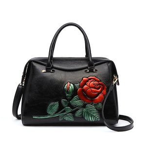 Brenice Emossed Floral Handbag Retro National Fashion Chinese Style Shoulder Crossbody Bag