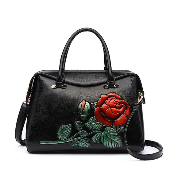 Brenice Emossed Floral Handbag Retro National Fashion Chinese Style Shoulder Crossbody Bag