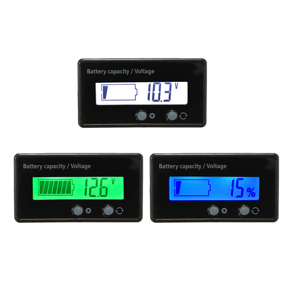 12V 6-63V LCD Acid Lead Lithium Battery Capacity Indicator Digital Voltmeter