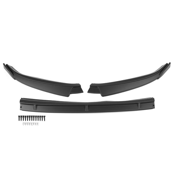 3PCS Matte Black Front Bumper Lip Spoiler Trim For Volkswagen VW Golf MK7.5 2018-2019