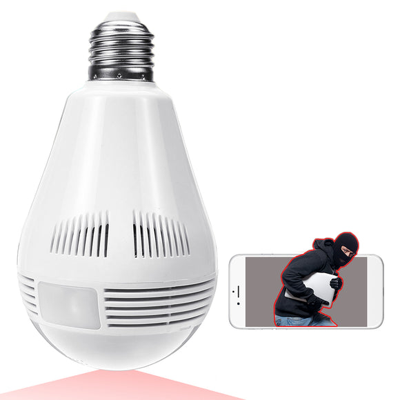 360 Panorama Fisheye IP Bulb Camera Lamp CCTV Monitor Light Bulb WIFI Night Vision