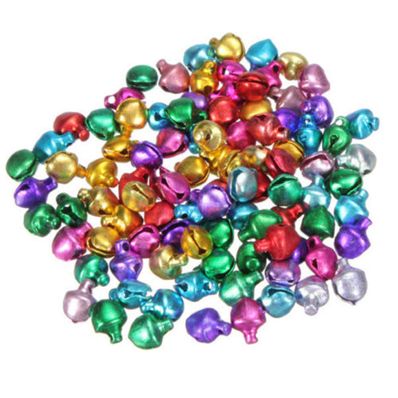 100PCS Mixed Color Iron Christmas Jingle Bells 8x6mm For DIY Party Decorative Accessories