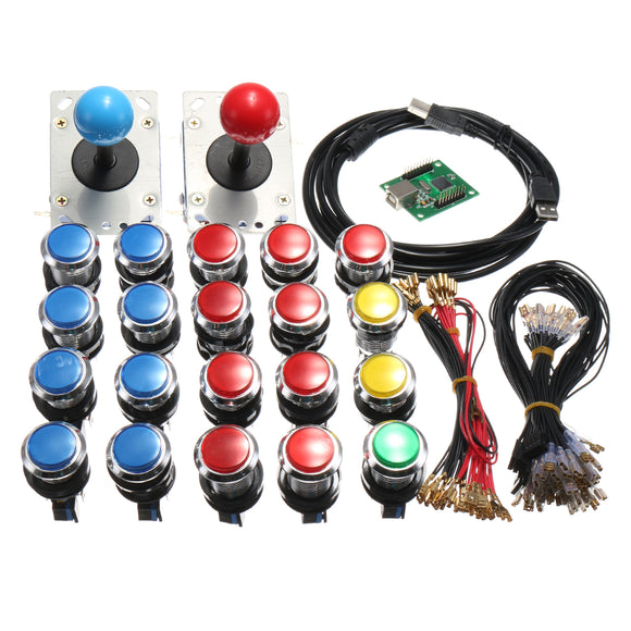 Arcade LED MAME 2 Player USB Bundle Kit 2 Joysticks 4 And 8 way 20 Push Buttons