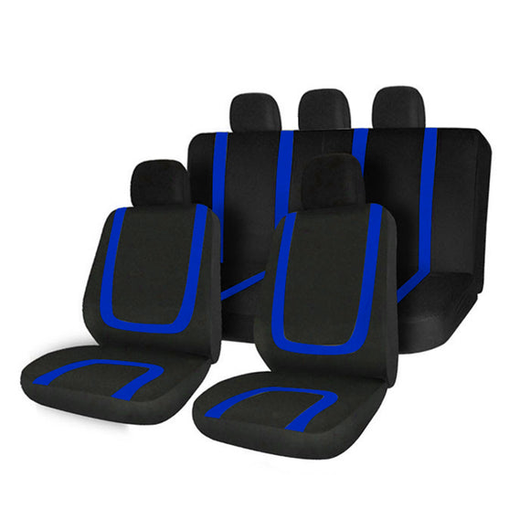 Universal Car Seat Covers Polyester For Auto Truck Van SUV 5 Heads Blue & Black