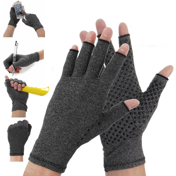 1 Pair Anti Arthritis Gloves Ease Pain Relief Gloves Hand Support Outdoor Fitness Half Finger Gloves