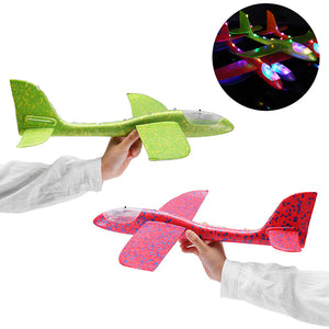 48cm 19'' Hand Launch Throwing Aircraft Airplane Glider DIY Inertial EPP Plane Toy With LED Light