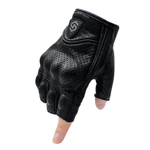 WUPP Motorcycle Riding Half Finger Gloves Breathable Leather Off-Road Racing Sport Fingerless With Holes