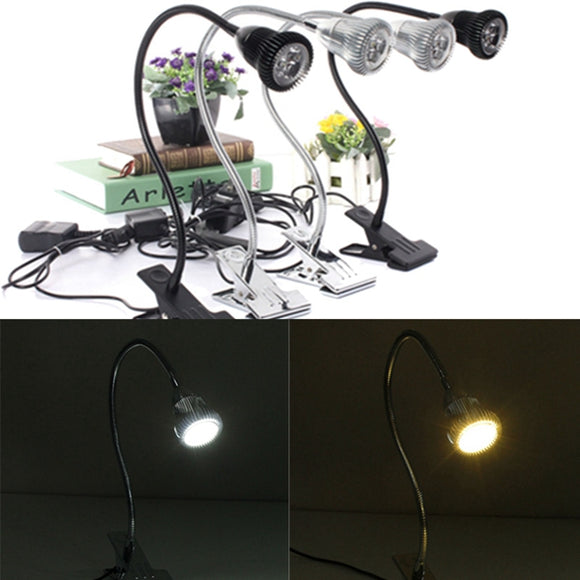 3W Flexible LED Clip Table Light Bedside Spot Lamp for Camping Study Reading