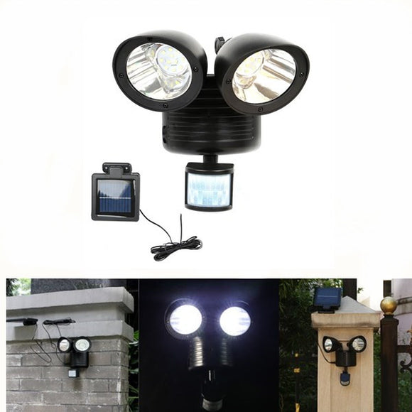 22 LED Rotatable Dual Head PIR Motion Sensor Solar Lights Garden Yard Wall Security Lamp