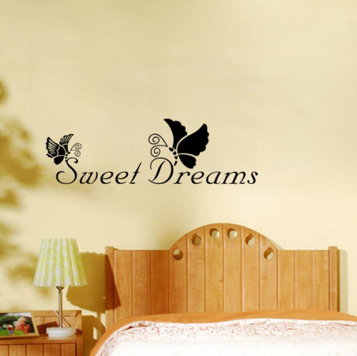 22X72CM Sweet Dreams Butterfly PVC Quote Wall Sticker Wallpaper