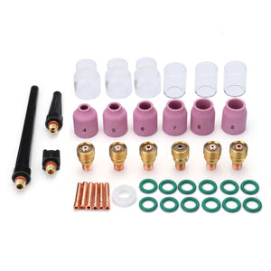 40Pcs TIG Welding Stubby Gas Lens 10 12 Pyrex Cup Kit For Tig WP-9/20/25 Series