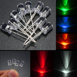 50Pcs 5mm Round Red Green Blue Yellow White Water Clear Diffused LED Light Diode Lamp