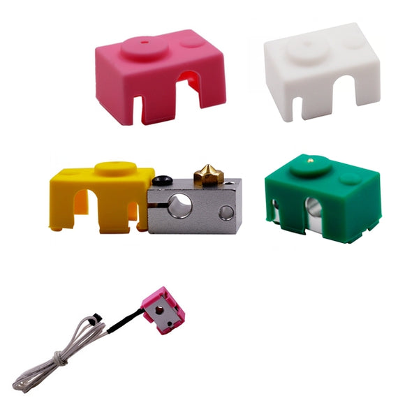 Green/Pink/Yellow/White Silicone Case For V6 PT100 Aluminum Block 3D Printer Part Hot End