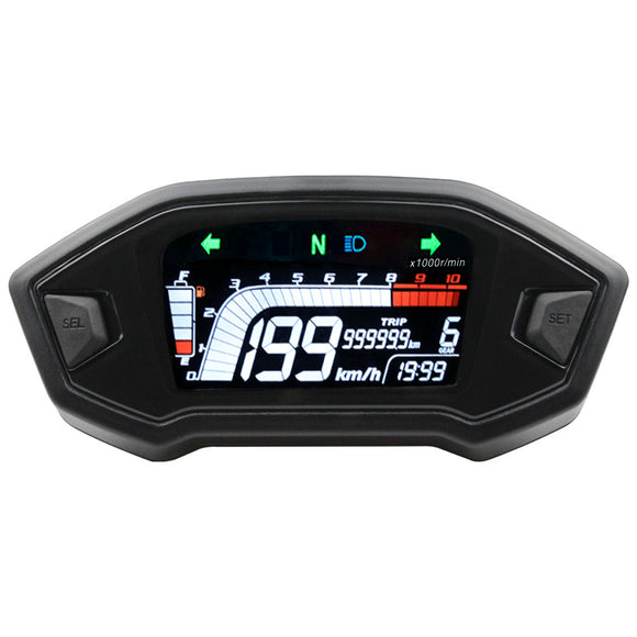 12V LCD Digital Odometer Speedometer Tachometer Motorcycle Water Temperature Oil Gauge Universal