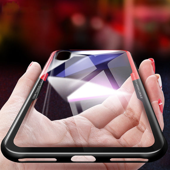 Bakeey Protective Case for iPhone XR Clear Tempered Glass Back Cover TPU Frame Back Cover