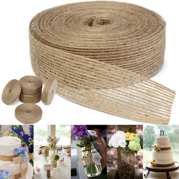 10M Vintage Jute Hessian Burlap Ribbon Wedding Party Wrapping Deocration