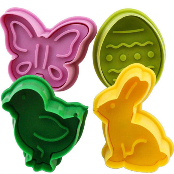 4 Pieces Animal Shape Easter Cookie Cake Decoration Mold Pastry Cookies Moulding Baking Mold