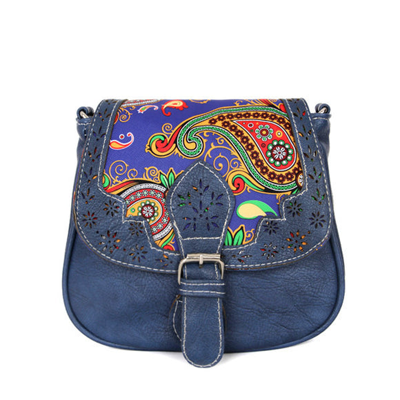 Women Casual Solid PU Bag Retro Hollow Crossbody Bag Shoulder Bag