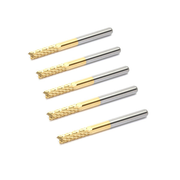 5pcs 3.175mm Titanium Coated Corn Milling Cutter Carbide Engraving Bit CNC PCB Rotary Burr