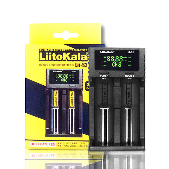 LiitoKala LII-S2 LCD Battery Charger 3.7V 18650 18350 18500 16340 21700 20700B 20700 14500 26650